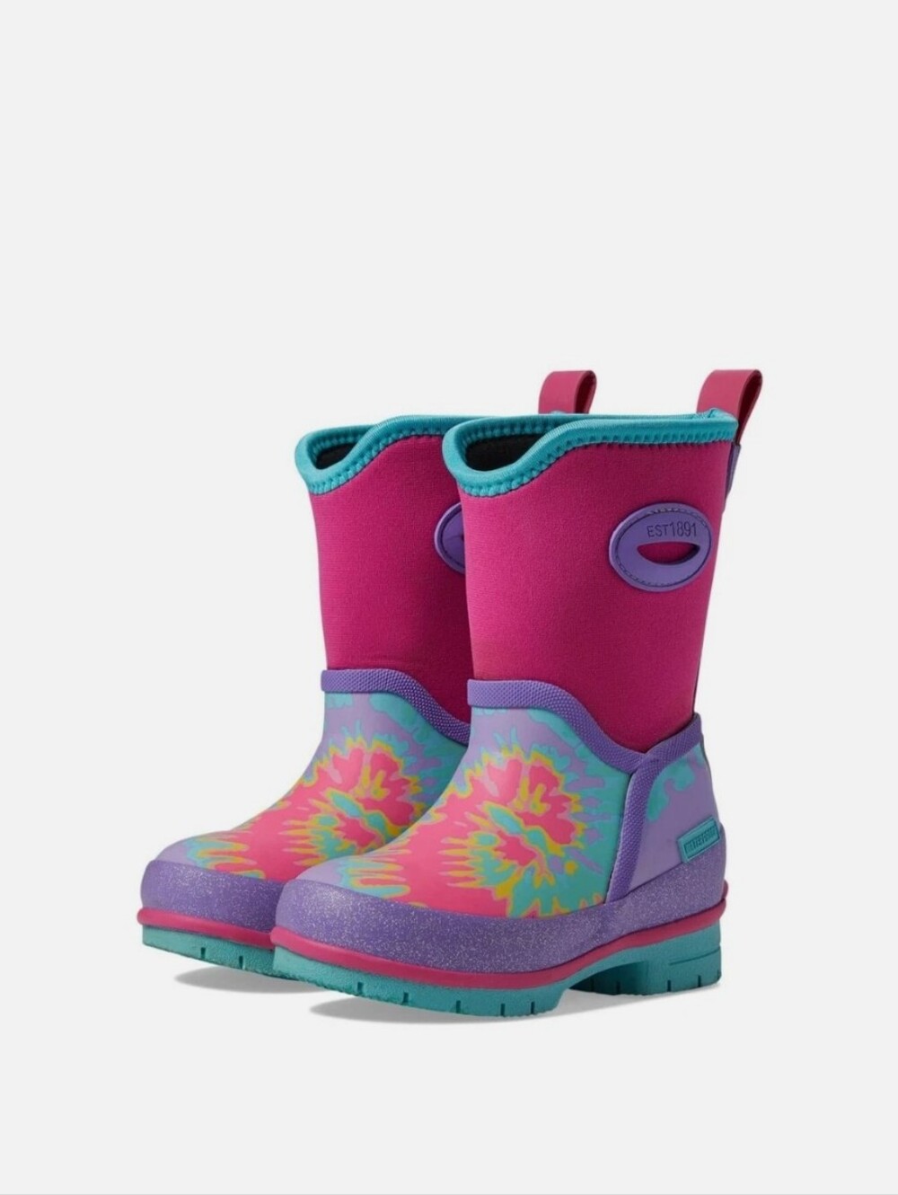 NWT Girl's Western Chief Tie Dye Neoprene Insulated Rain Boots - Pink
